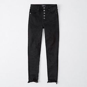 High-Rise Button-Up Black Jeans